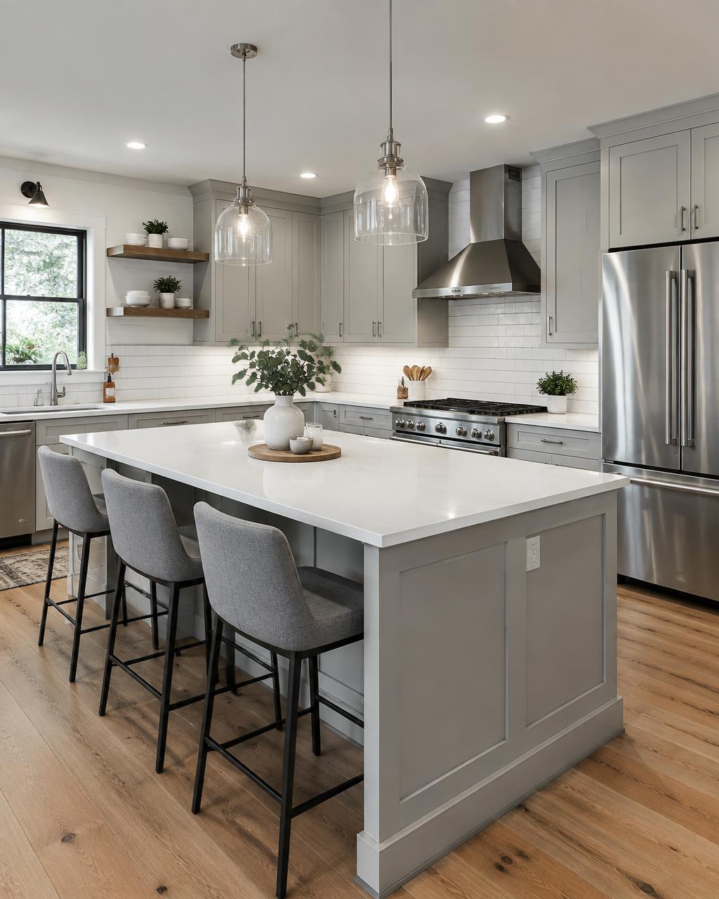 Gray and white kitchen remodel